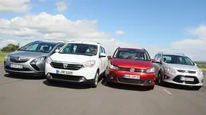 Vier Kompaktvans im Test: Dacia Lodgy, Ford Grand C-MAX, Opel Zafira Tourer und VW Touran