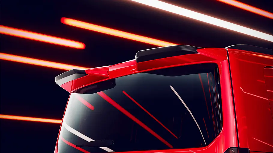Detailansicht auf den Heckspoiler des VW Transporter Sportsline.