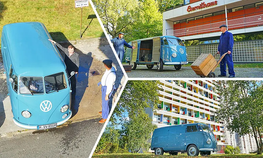 Collage mit Exterieur-Fotos des VW Transporter T1.