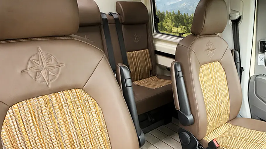 Westfalia Sven Hedin 50 Jahre Edition Das Detailfoto zeigt die Sitzbezüge im Westfalia Sven Hedin 50 Jahre Edition.