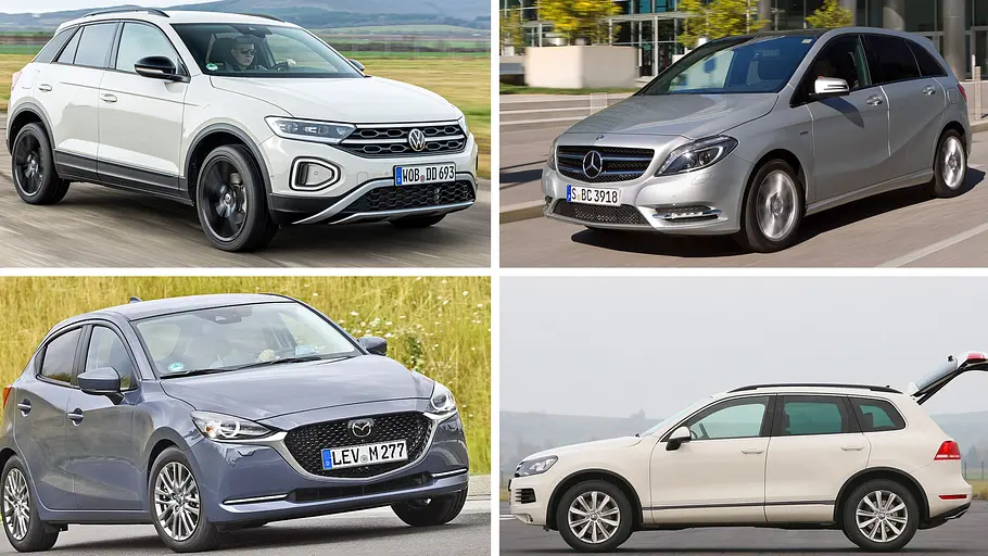 Eine Collage aus vier Fahrzeugen.